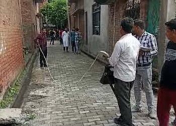 संभल में पांच बीघा तालाब पर अवैध कब्जे की पैमाइश शुरू