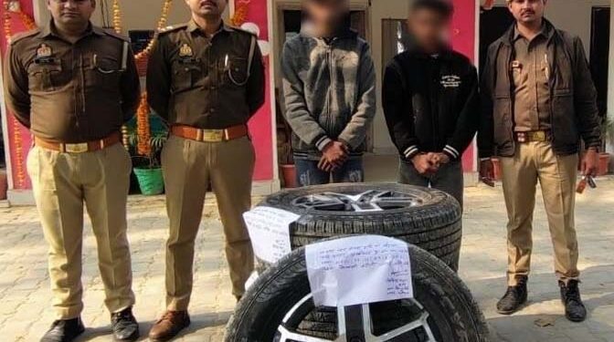 रुदौली में थार रॉक्स के चोरी हुए चार पहियों के साथ दो शातिर चोर गिरफ्तार