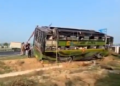 संभल मे गंगा एक्सप्रेस वे पर तेज रफ्तार डबल डेकर बस डिवाइडर से टकराकर पलटी, दो यात्रियों की मौके पर मौत, 24 गंभीर रूप से घायल